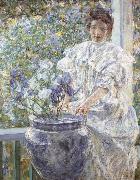 Robert Reid Woman with a Vase of Irises painting